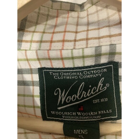 Woolrich Men’s Sz XL CREAM GREEN BROWN Gray Red SQUARES Stripes Shirt‎ plaid - Picture 2 of 7